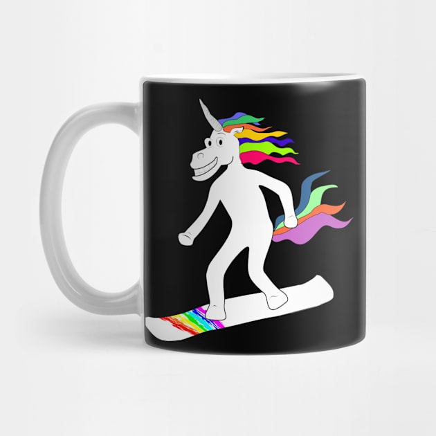 Snowboarding unicorn rainbow colored by FancyTeeDesigns